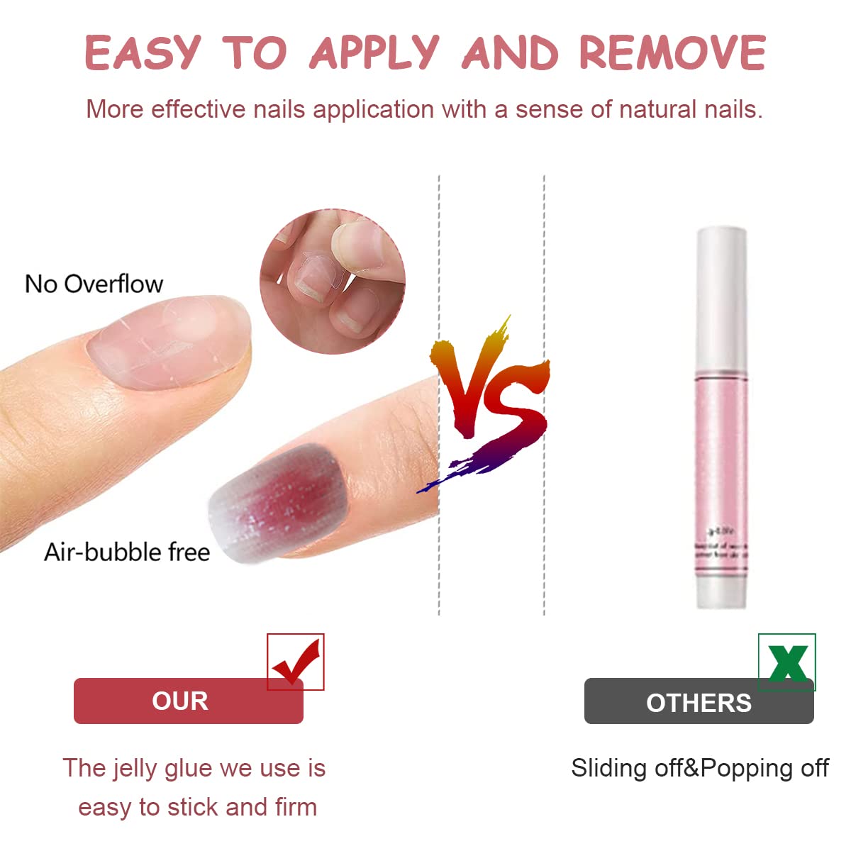 MAYCREATE French Fake Nails for DIY Nail Art with 24 pcs Full Cover ABS Design | Plum Pink Style