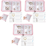 MAYCREATE Jewelry Storage Book with 60 Pockets and Transparent PVC Ziplock Bags | Pink 3 PCS
