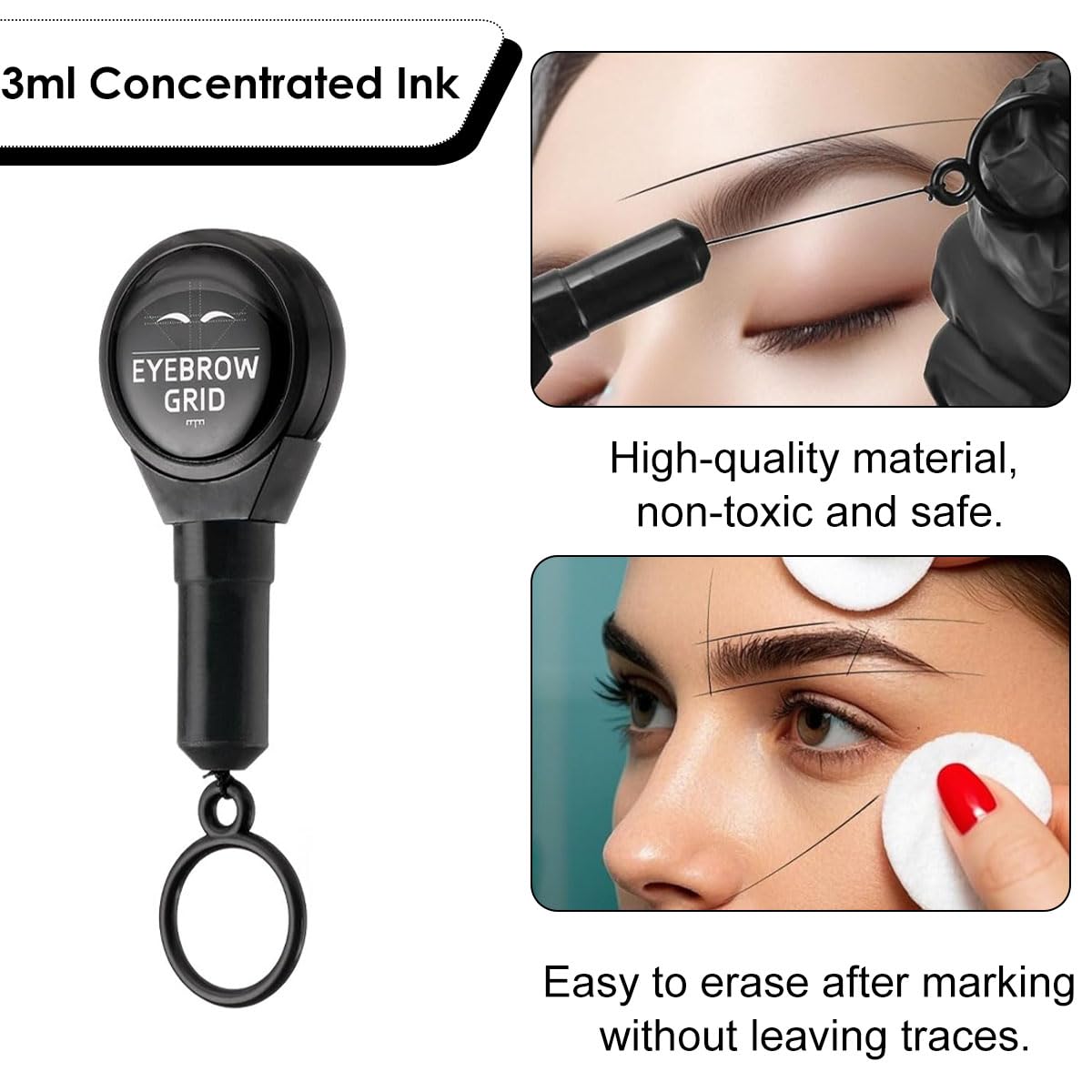 MAYCREATE Retractable Eyebrow Mapping Ruler for Makeup Artists with Grid Guide and Loop Handle