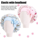 MAYCREATE Kids Silk Bonnet for Sleeping with Elastic Band and Floral Print | 2pcs Satin Hair Cap for Baby 2–8 Years
