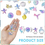 MAYCREATE Nail Resin Charms for Summer Beach DIY Crafts featuring 50PCS 3D Mermaid and Seashell Designs | Multicolor Ocean Theme