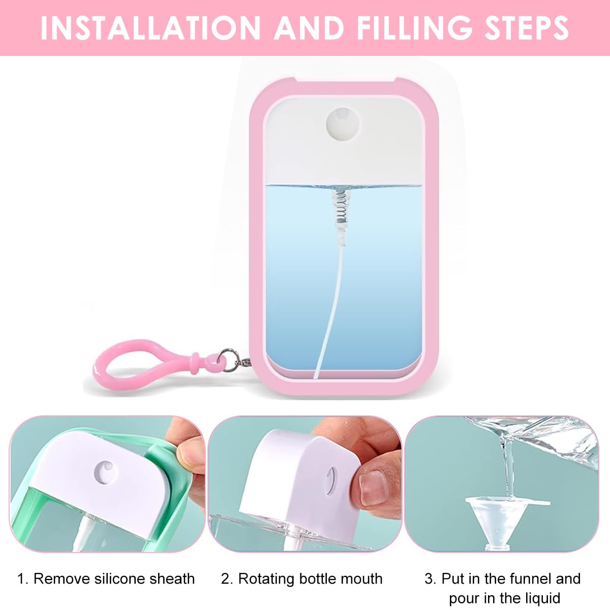 MAYCREATE Card Spray Bottle Perfume Atomizer 50 ml for Travel with Fine Mist Pump & Refillable PET Design