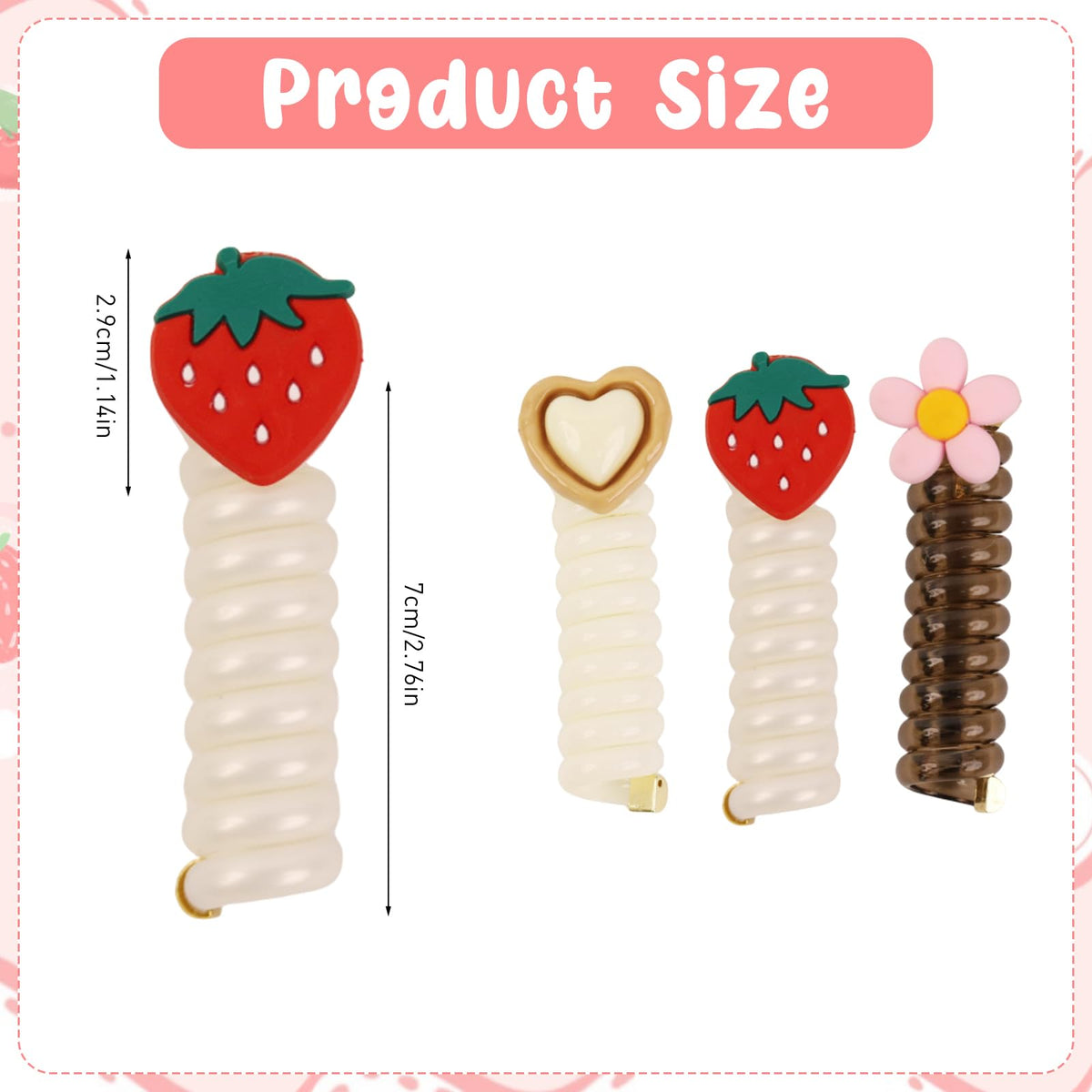 MAYCREATE 4Pcs Telephone Wire Hair Band for Girls Kids Hair Accessories for Girls braided Spiral Cute Flower Hair Ties Elastic Ponytail Maker Hairband Gift for Women, Girls