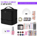 MAYCREATE Travel Nail Polish Organizer Bag for 30 Bottles with Double Layer Design | PU Makeup Storage Case