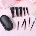 MAYCREATE Makeup Brush Set for Travel with 10Pcs Short-Handle Brushes & Zipper Pouch