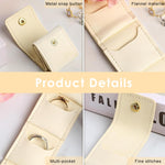 MAYCREATE Jewelry Organizer Pouch for Travel with 4 Compartments and Snap Closure | Beige PU Case