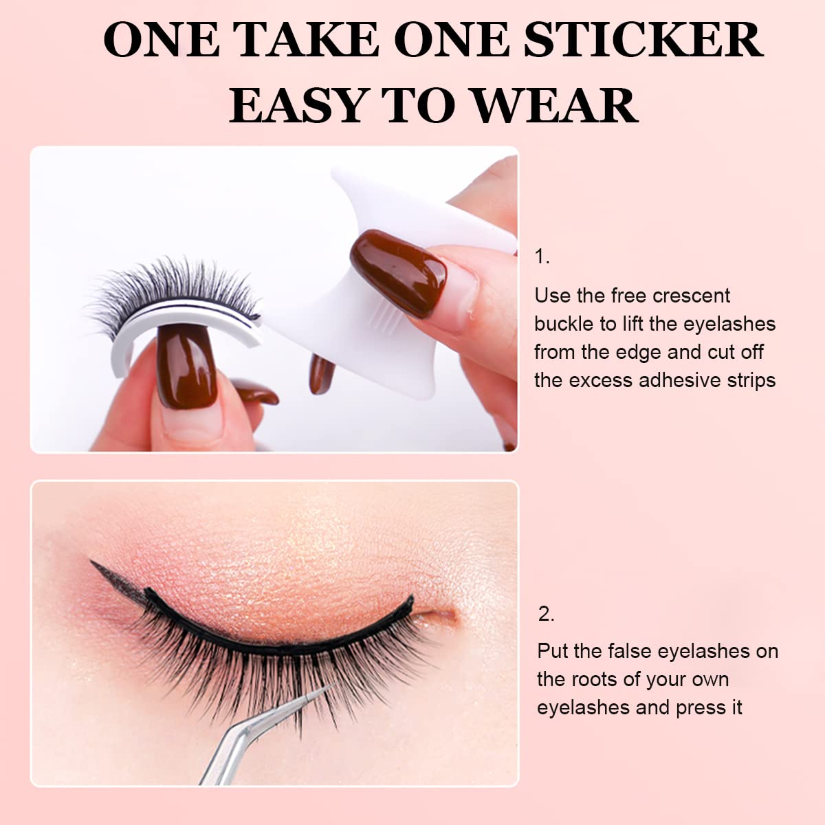 MAYCREATE® 1 Pair Reusable 3D False Eyelashes Natural Look Self-Adhesive Eyelashes Waterproof For Women