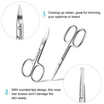 MAYCREATE Nose Scissors Set for Beard and Moustache Trimming with Bent and Round Tips | 2pcs Stainless Steel Silver Grooming Kit