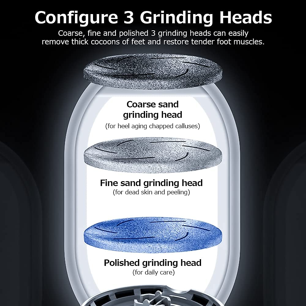 MAYCREATE Callus Remover for Foot Care featuring 2000 rpm Micro Abrasion and Built in Vacuum | USB Rechargeable 500mAh Battery