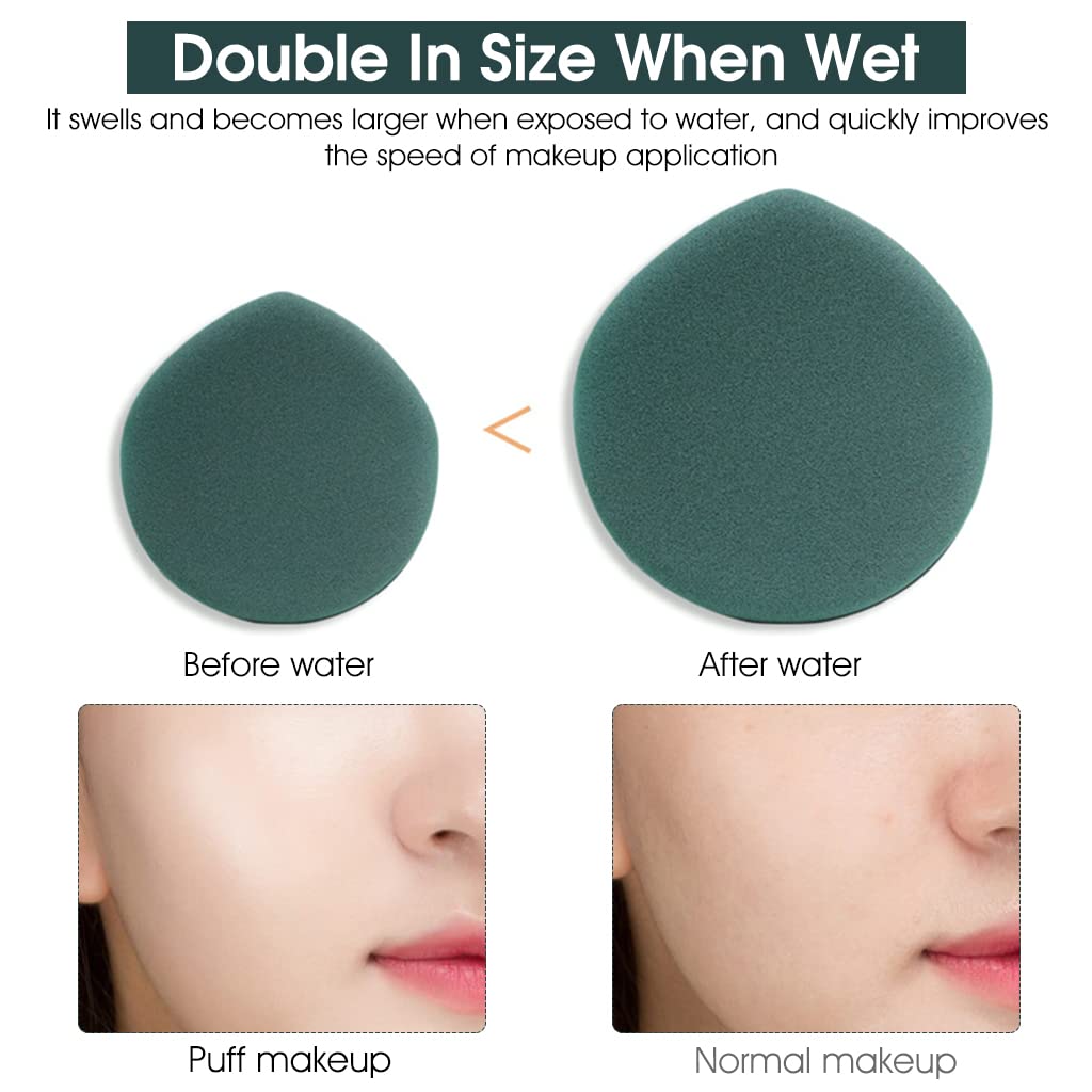 MAYCREATE® 7Pcs Makeup Puffs Makeup Blender Sponge Powder Puff, Latex-free Makeup Sponge Air Cushion Pads for Liquid Foundation, Cream, Powder, Concealer, Wet & Dry Dual Use((Green)