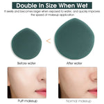 MAYCREATE Makeup Puffs Set for Liquid Foundation and Powder featuring Wet Dry Dual Use | 7pcs Non‑Latex Green Sponges