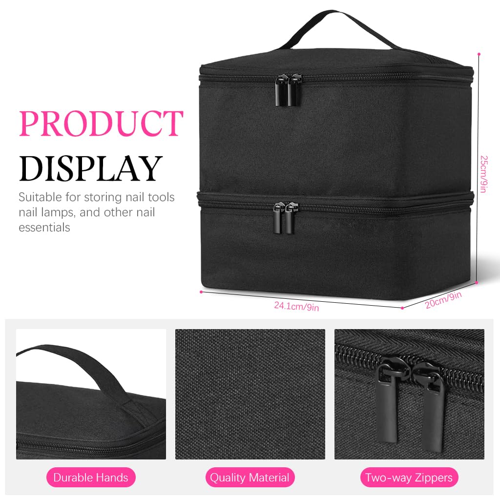 MAYCREATE Nail Polish Organizer Bag for Travel with Dual Layer Design for 30 Bottles | PU Material Carrying Case