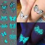 MAYCREATE Temporary Tattoos for Parties with Glow in the Dark Design | 20 Sheets Waterproof Stickers
