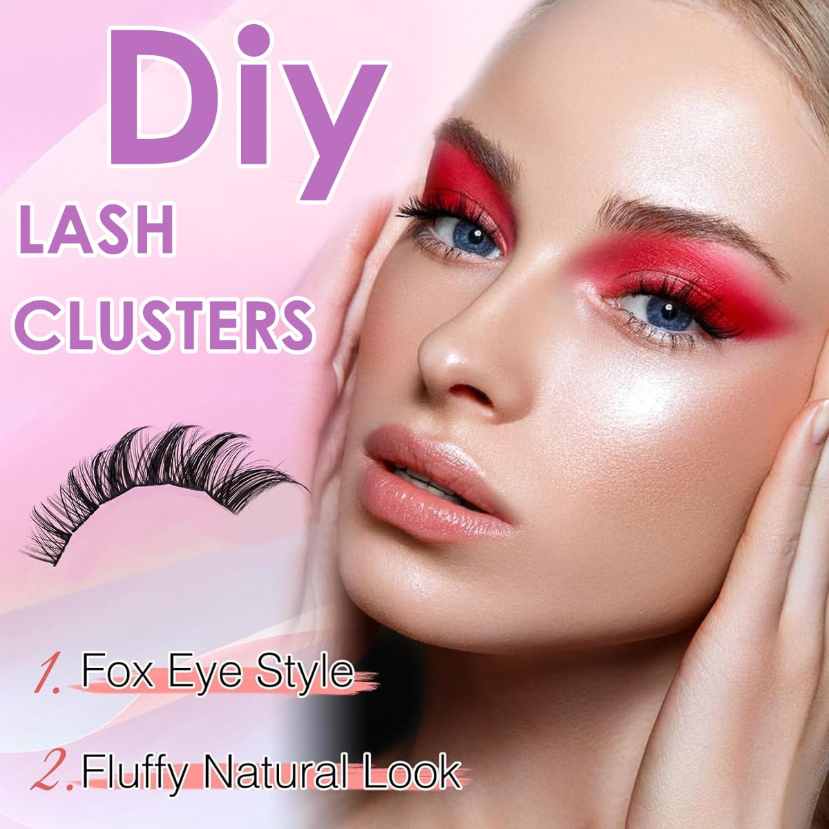 MAYCREATE Cat Eyelash Clusters for DIY Makeup with Fluffy Winged Style and 14 Rolls Supply