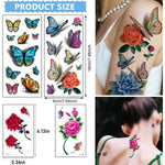MAYCREATE Temporary Tattoos for Women with 40 Sheets 120 Designs Waterproof & DIY Use | Flowers Roses and Butterflies