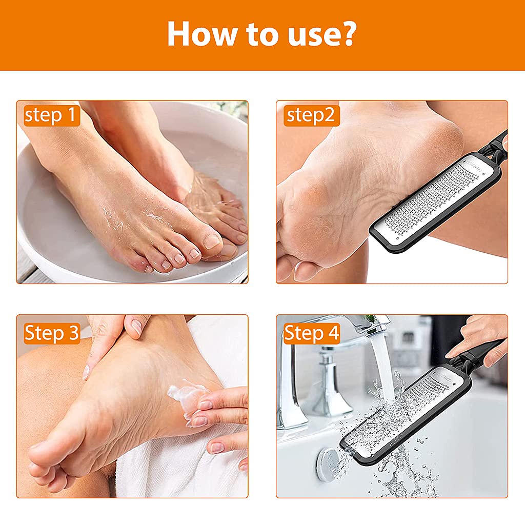 MAYCREATE® Leg, Heel & Foot Scrubber for Dead Skin Stainless Steel Foot Exfoliating Scrubber Cleaner File, Callus Remover For Cracked Heels, Pedicure Kit Foot File Very Sharp & Big (11 * 3 inch)