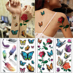 MAYCREATE Temporary Tattoos Stickers for Women with 40 Sheets Waterproof Floral Designs | DIY Body Art Roses and Butterflies