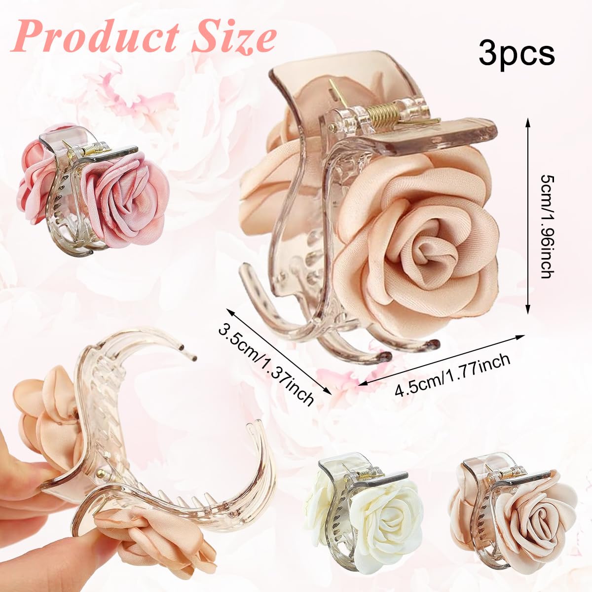 MAYCREATE Claw Clips for Half Updos with Spring Loaded Clamp and 1.57 in Acrylic Design | Women Hair Accessories