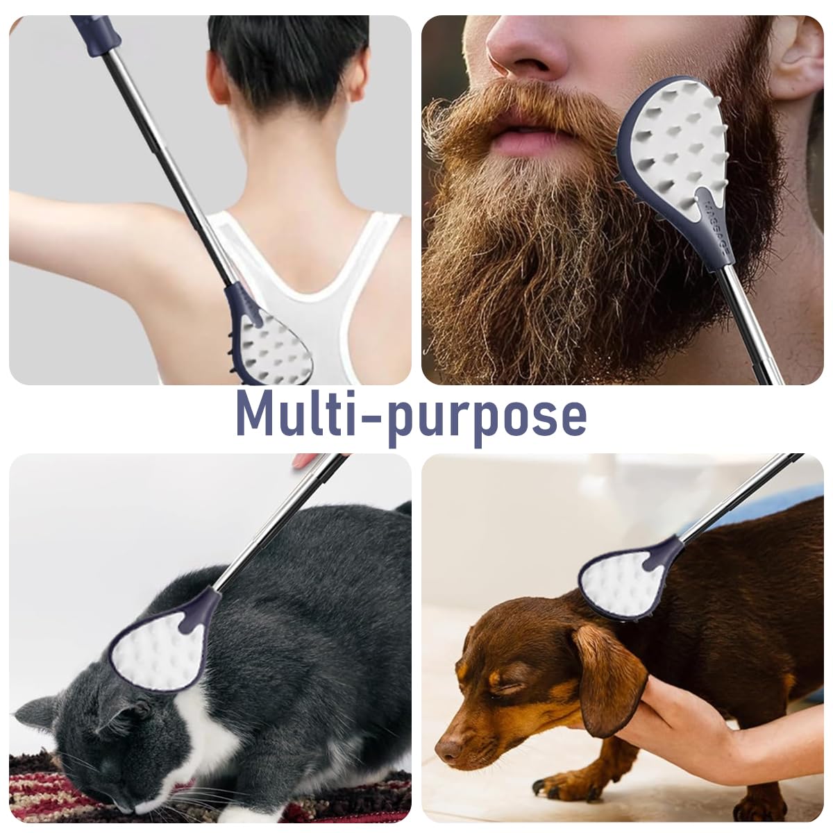 MAYCREATE Extendable Back Scratcher for Itchy Backs with Dual-Sided Massager and 26 in Telescoping Handle | Portable Stainless Steel Gift for Men and Women