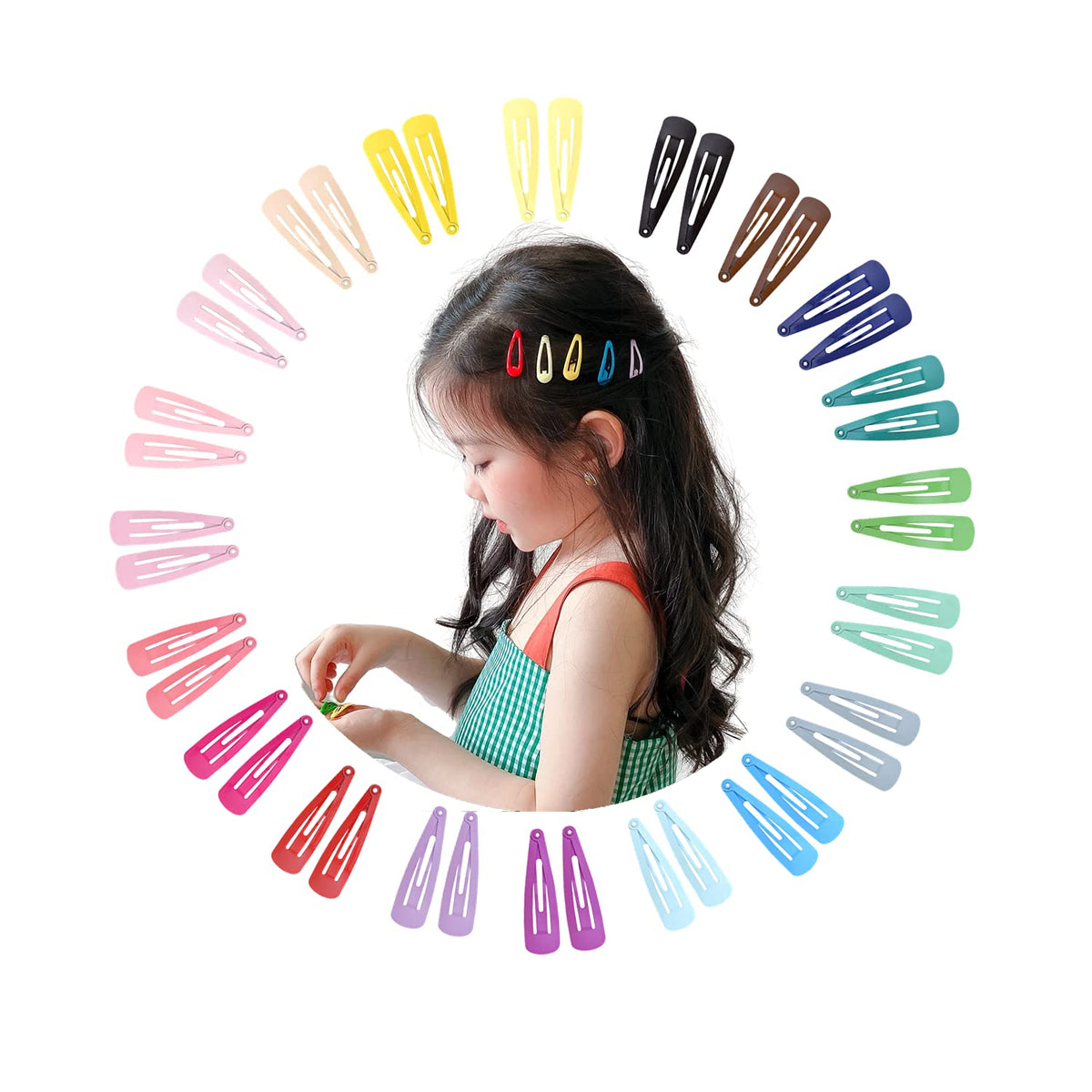 MAYCREATE Hair Clips for Girls featuring 40 Metal Snap Barrettes 2 in Assorted Candy Colors