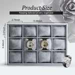 MAYCREATE Velvet Watch Box Organizer with 12 Slots and Adjustable Pillow | 35.5x24.5x5cm Stackable Jewelry Storage for Men and Women