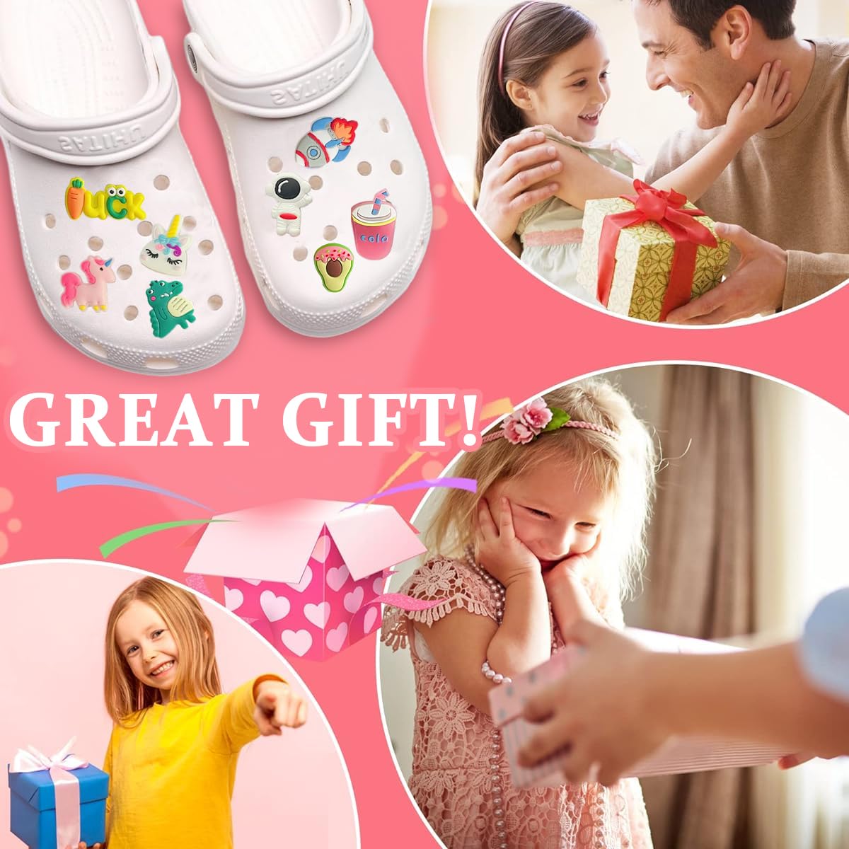 MAYCREATE Clog Slippers Charms for DIY Footwear, 30pcs Rubber Cartoon Set | Fun for Girls