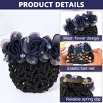 MAYCREATE Floral Hair Snood Net Barrette for Work or Dance with Alloy Clip and 2 PCS Set