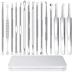 MAYCREATE Blackhead Remover Tool Kit 15pcs for Pore Cleaning with Dual Head Design and Stainless Steel Box