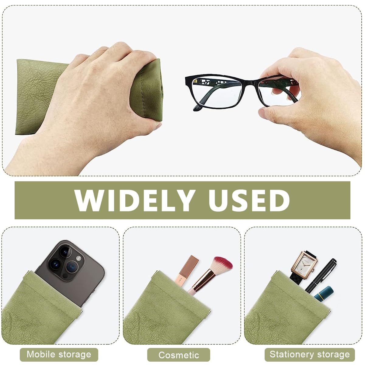 MAYCREATE Sunglasses Case for Travel with Squeeze Top Closure 9×18 cm PU Leather | 4 Pack