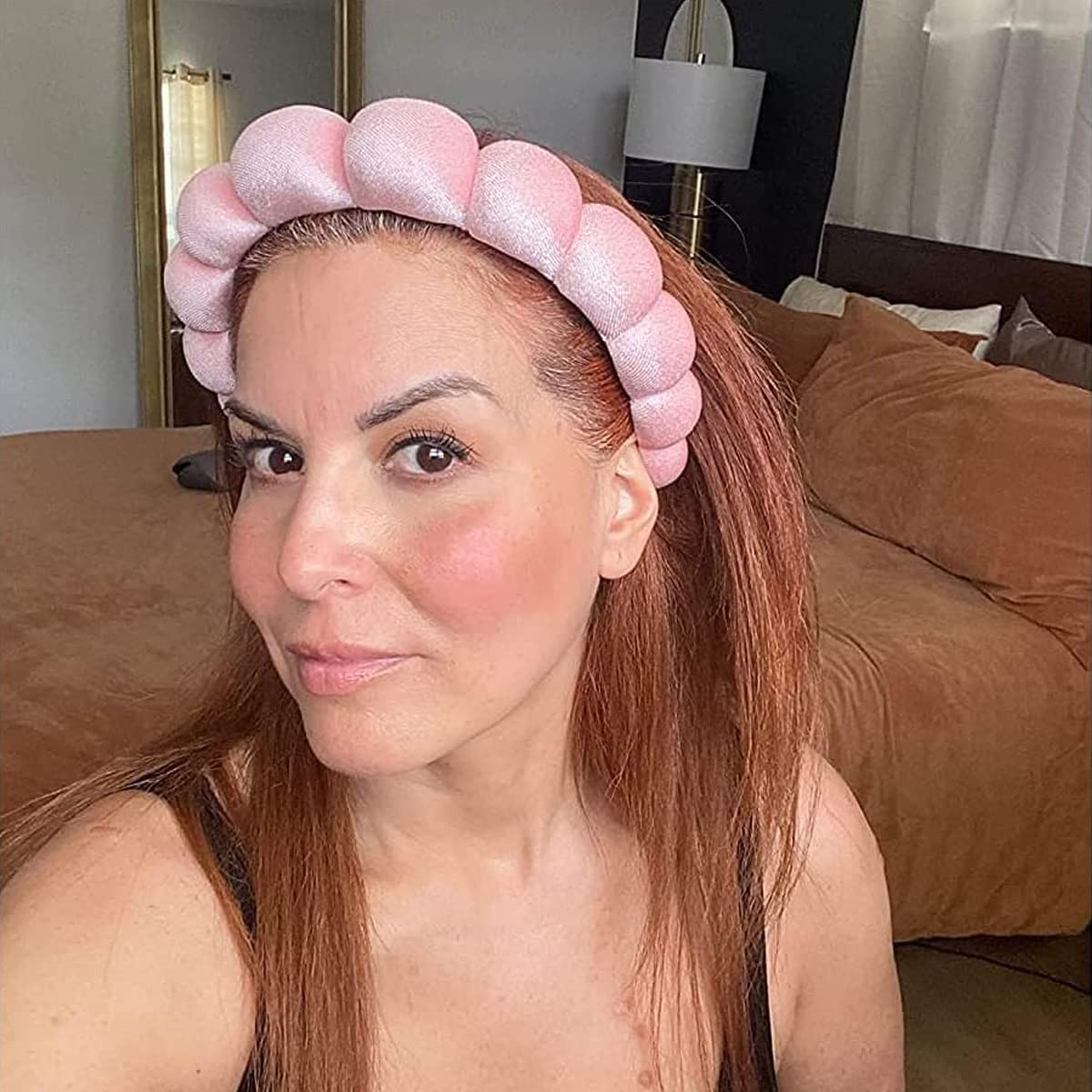 MAYCREATE Spa Headband for Makeup and Skincare featuring Soft Sponge Design in Pink | Non Slip Hair Hoop for Women and Girls