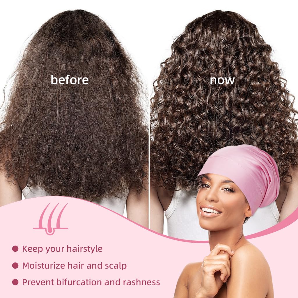 MAYCREATE Silk Bonnet for Hair featuring Adjustable Strap and Elastic Brim | Pink Satin Cap for Sleeping