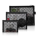 MAYCREATE Cosmetic Bags 3pcs Mesh Makeup Pouches with Zipper for Travel | Heart Print Design