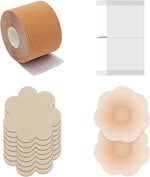 MAYCREATE Boob Tape for Breast Lift with 5cm×5m Free Cut Design and 10 Pair Nipple Covers | Beige