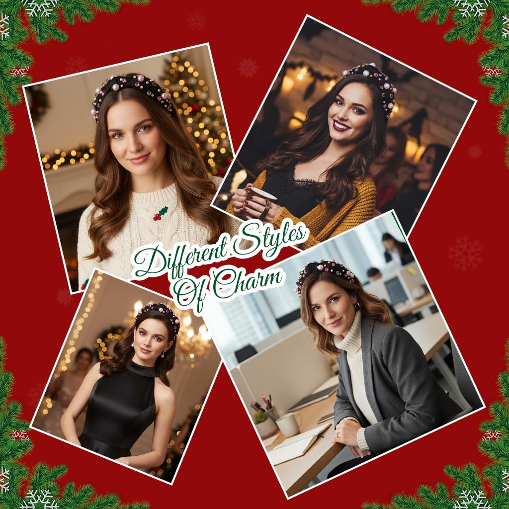 MAYCREATE Women's Headband for Casual and Formal Wear featuring Pink Beads and Rhinestones