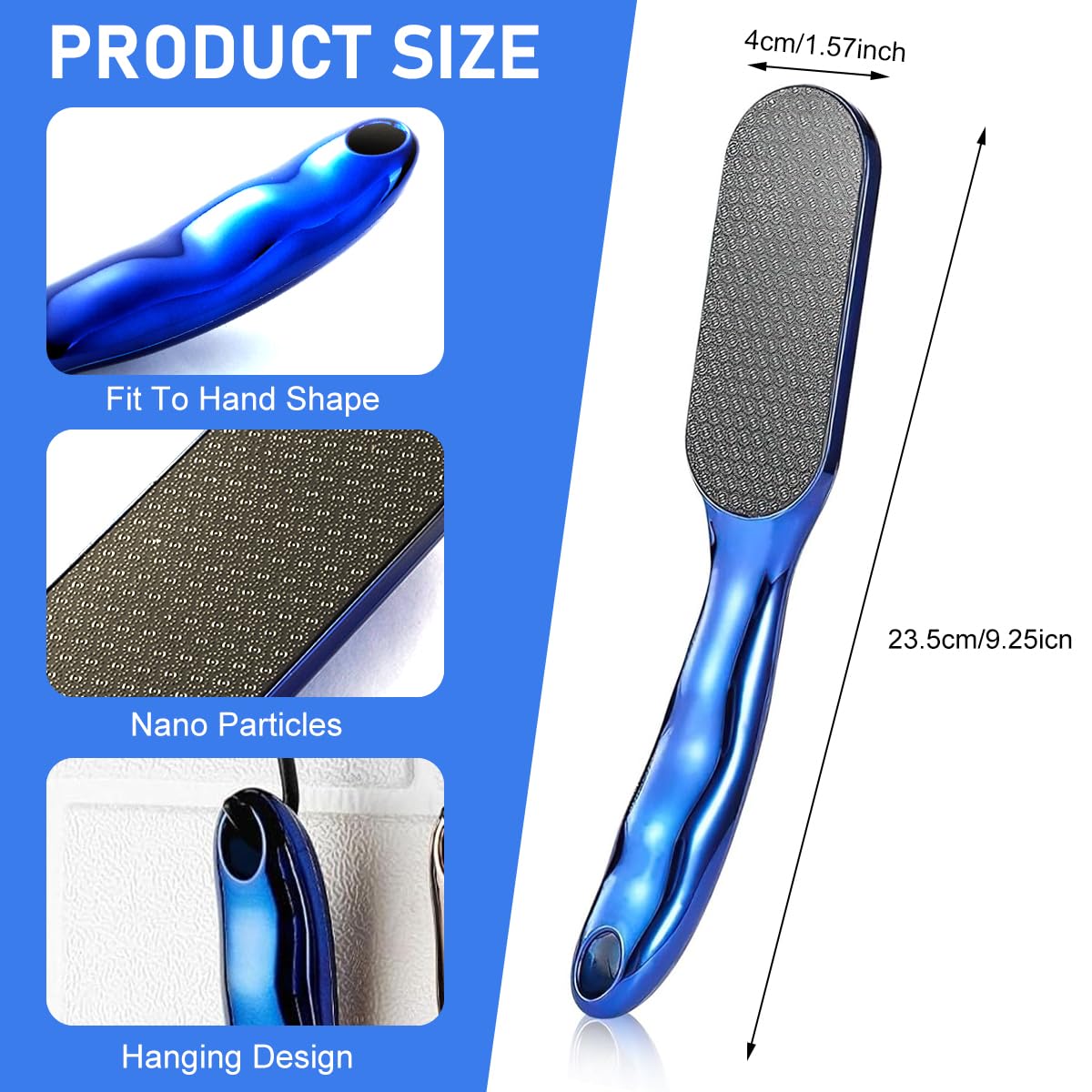 MAYCREATE Foot File for Callus Removal with Ergonomic Long Handle and Nanoglass Surface | Gentle Exfoliation for Smooth Feet