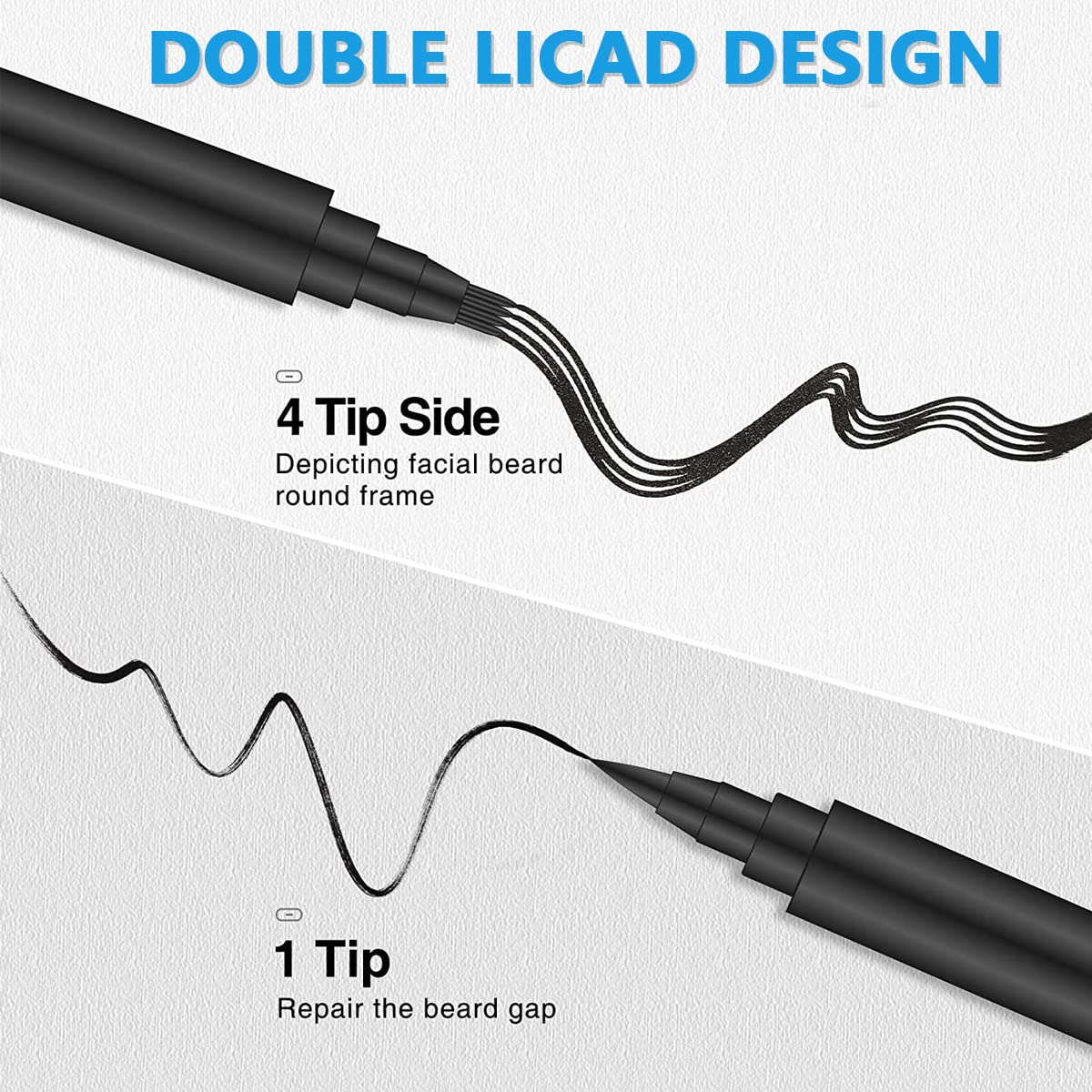 MAYCREATE Beard Pencil Filler with 2 Pen Nibs and Brush for Natural Beard Shaping | Coffee