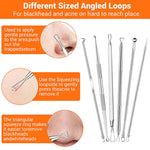 MAYCREATE Blackhead Remover Tools for Acne Care featuring Dual Head Design & Anti Slip Handle | 9PCS Stainless Steel Set
