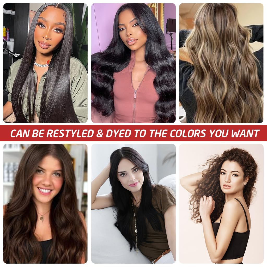 MAYCREATE 7Pcs Hair Extensions for WomenClip Type Black Straight Hair Extension Clips for Women Invisible Natural 22'' Long Seamless Hair Extensions Double Weft