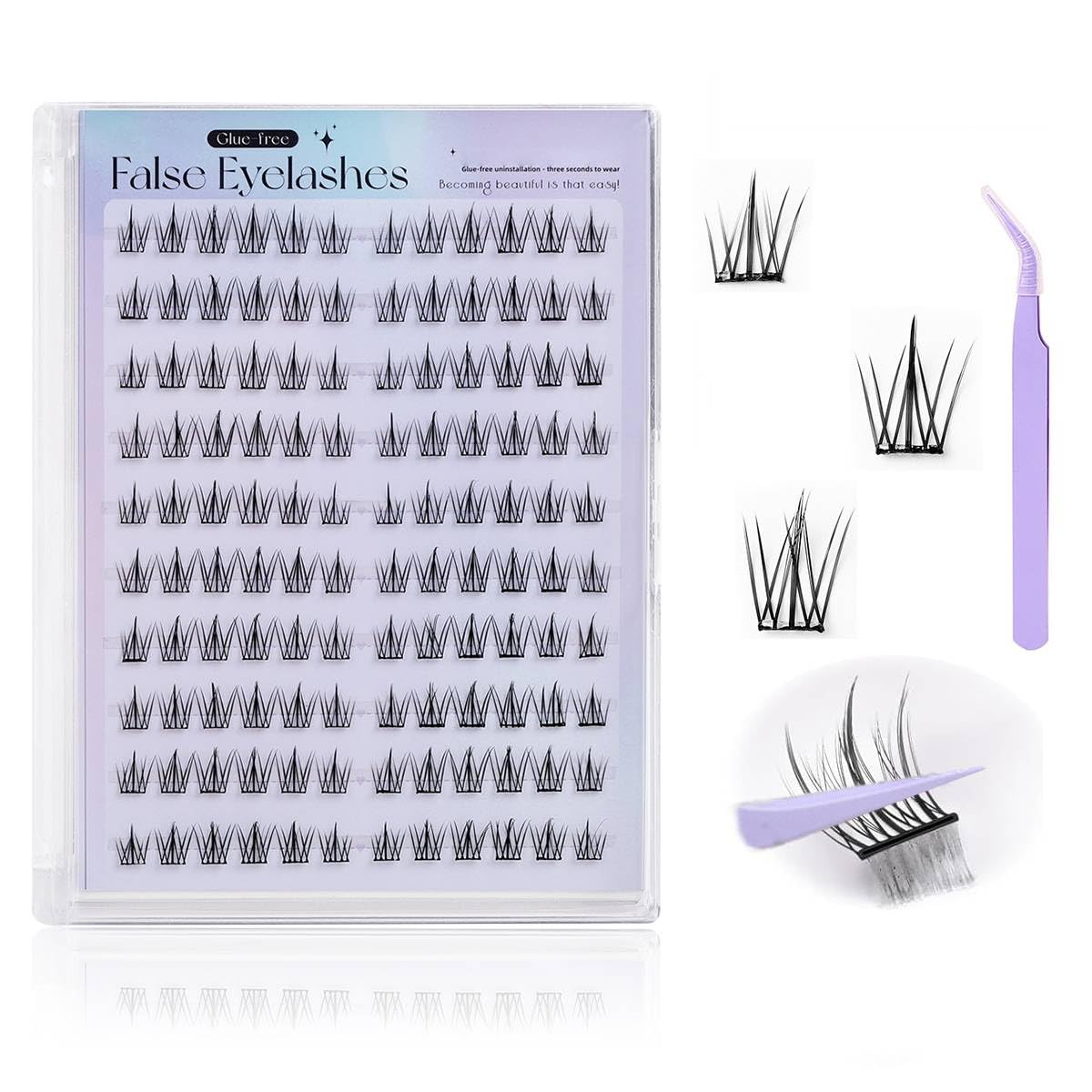MAYCREATE Self Adhesive Eyelashes for Natural Look with Pre Glued Strips and Soft Fiber | Easy Wear