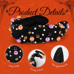 MAYCREATE Halloween Hairband for Women featuring Knotted Fabric Wrap and Gem Ornaments | Festive Headwear for Party and Holiday Style