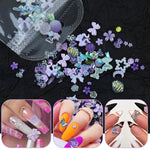 MAYCREATE 3D Mix Flower Nail Charms for DIY Manicure with Acrylic Rhinestones and Pearls | Purple