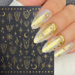 MAYCREATE 9 Sheet 3D Nail Art Decal Charm Stickers Self-Adhesive Embossed Crescent Sun Nail Art Stickers Decals Extension Nail Decal Stickers Nail Art Design Decoration
