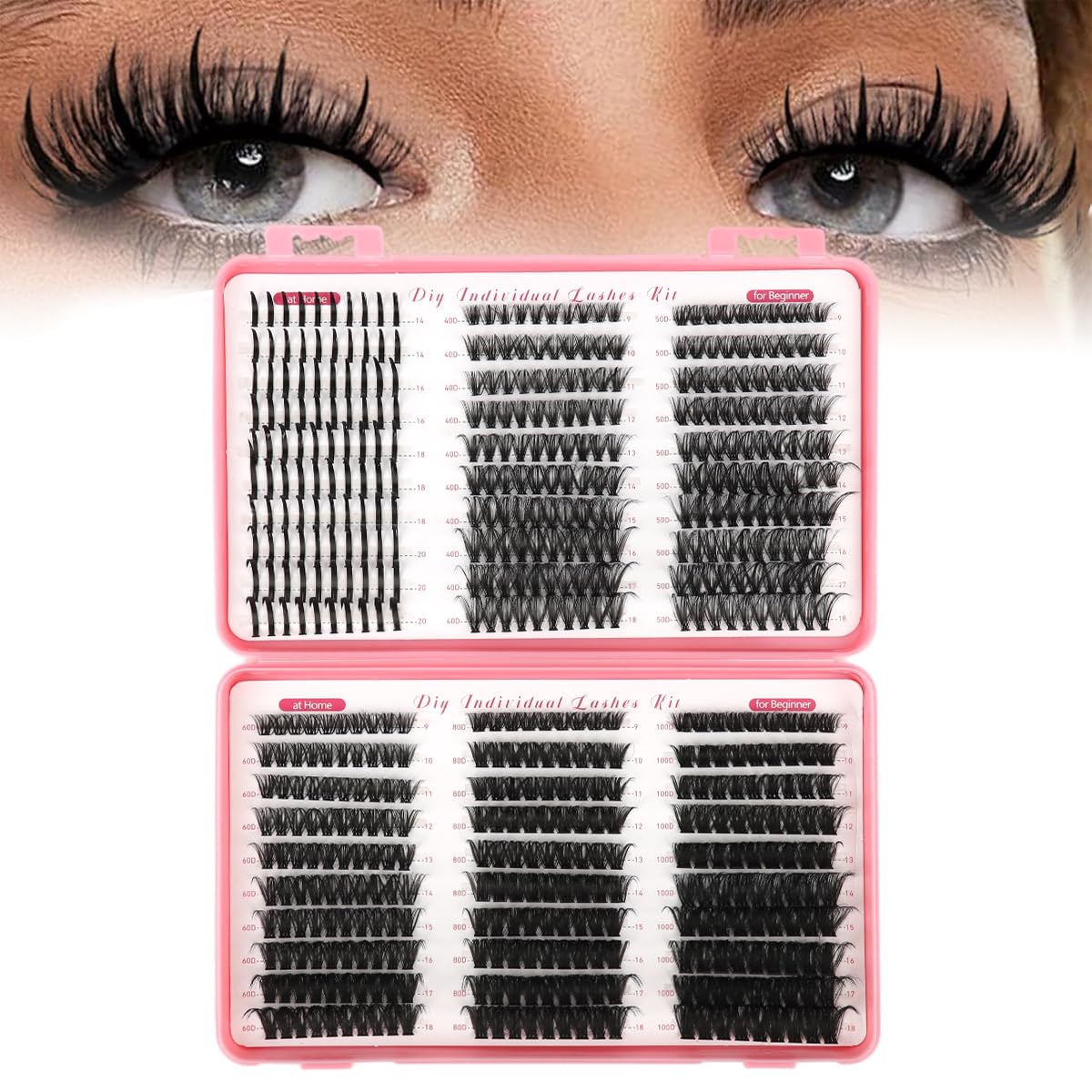 MAYCREATE® 600PCS Lash Clusters Kit, Eyelash Clusters with DIY Spikes 9-18MM Spiky Volume Cluster Eyelash Extensions Wispy Individual Lash Extensions Kit Anime Lashes Cluster Bond