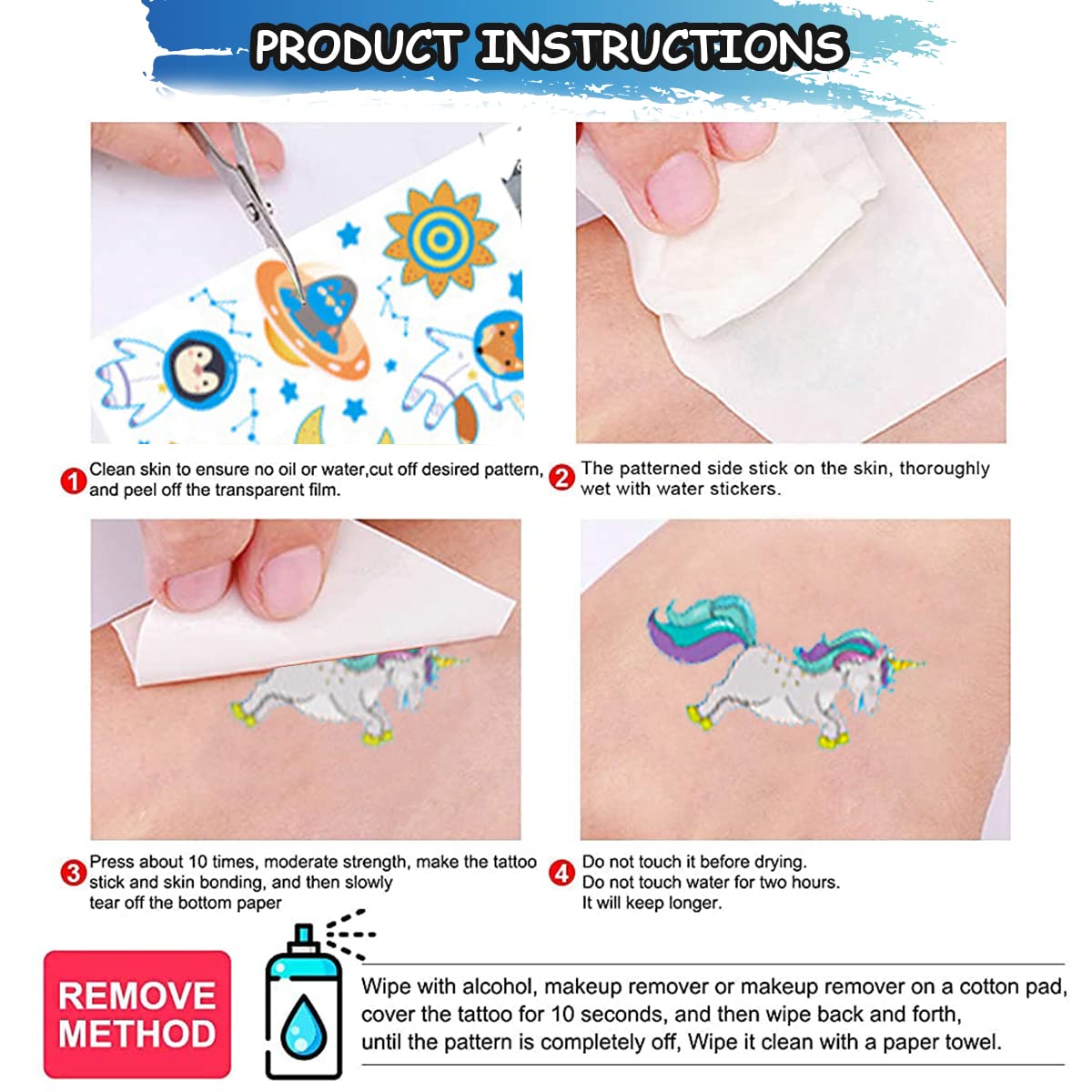 MAYCREATE Temporary Tattoo Stickers for Kids with Night Glow Effect and 20 Sheets | Waterproof Marine Theme