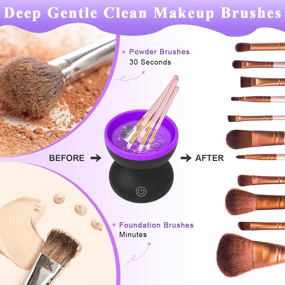 MAYCREATE Electric Makeup Brush Cleaner for All Sizes with 240 Silicone Heads | USB Spin Cup
