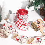 MAYCREATE Christmas Ribbon Set for Gift Wrapping and DIY Crafts featuring 3 Rolls 2.5 in x 5 yd Wired Fabric | Snowflake Santa Snowman Designs