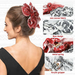 MAYCREATE Ribbon Hair Claw Clips for Women with Secure Grip and Acrylic Bow Charm | 2‑Piece Set