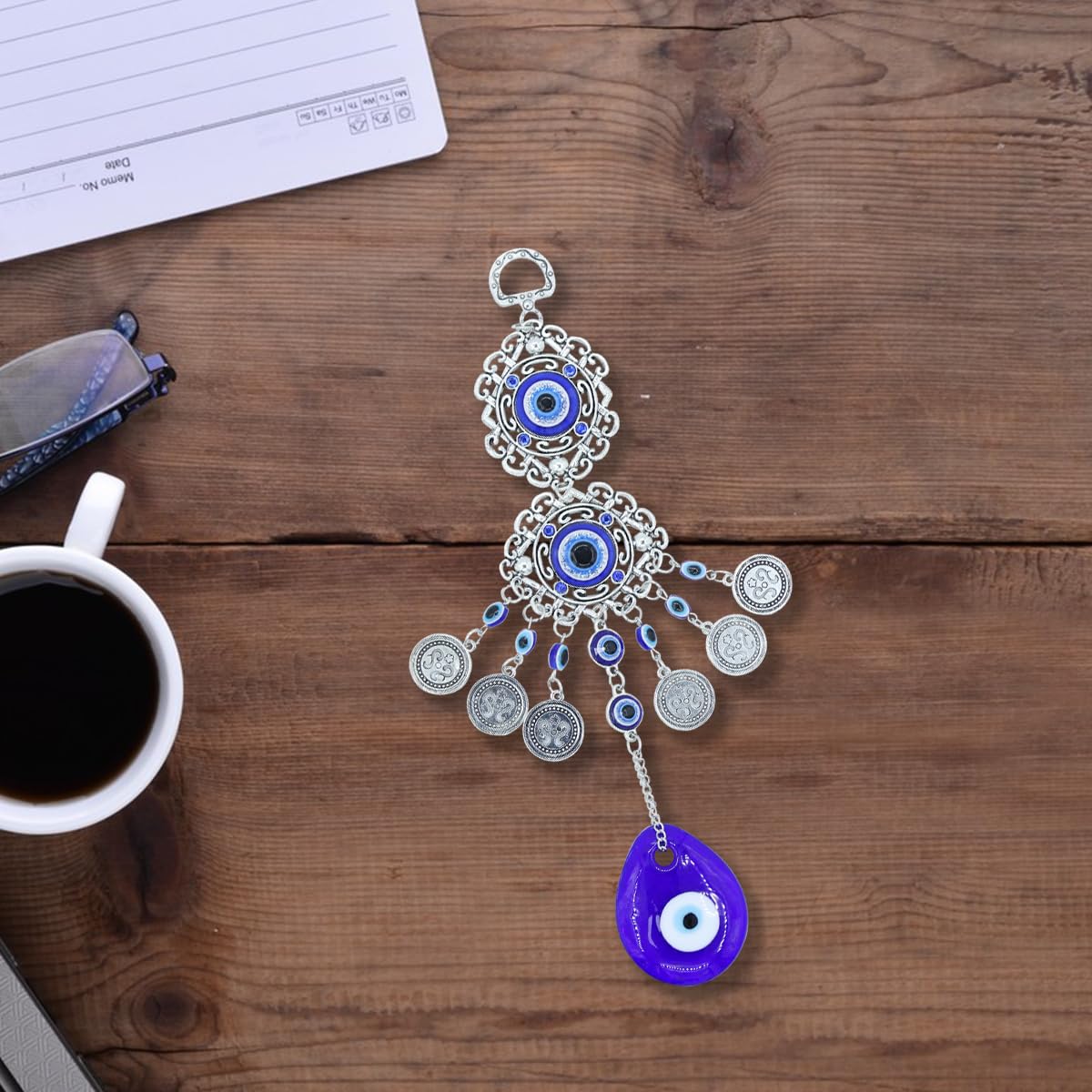 MAYCREATE Evil Eye Hanging for Home Om Nazar Battu for Home Protection, Good Luck and Prosperity, Amulet Wall Hanging Home Decor Protection Blessing Housewarming Birthday Gift