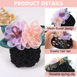 MAYCREATE Hair Snood Net Barrette for Dancer and Nurse Work featuring Alloy Spring Clip | 3 PCS Flower Bun Cover for Women and Girls