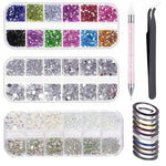MAYCREATE Nail Art Kit for Women with 48 Pcs Glitter Stones and 15 Brushes | 5 Dotting Pens
